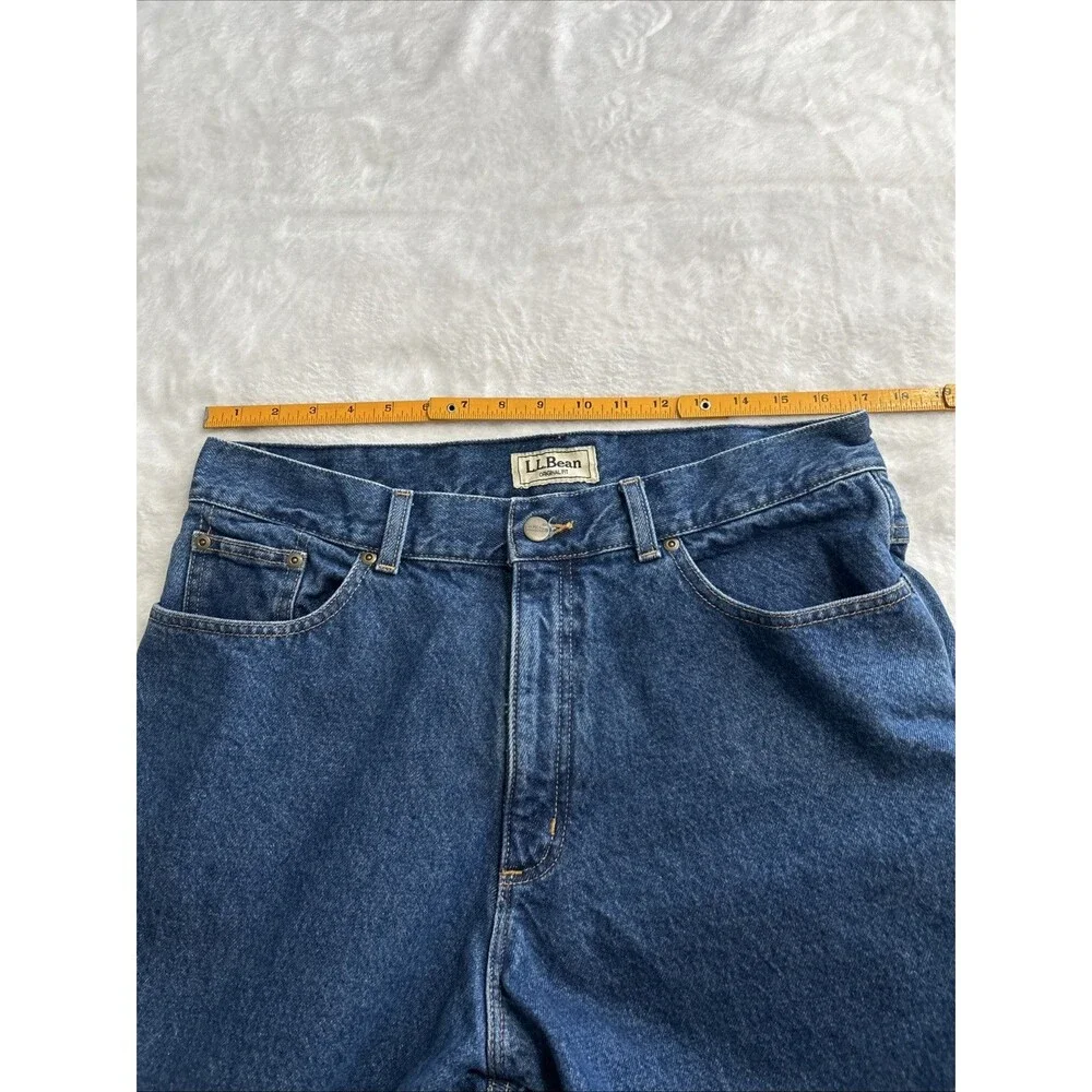 Vtg 90s L.L. Bean Plaid Flannel Lined Original Fit Denim Jeans Women’s 16 R Blue